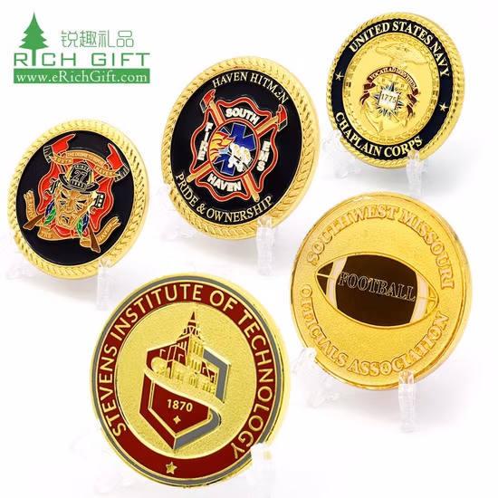 Fabricante de China Fabricante Sin mínimo Metal personalizado Recuerdo antiguo Latón dorado Militar Armada Plata Monedas de desafío conmemorativas 3D con logotipo